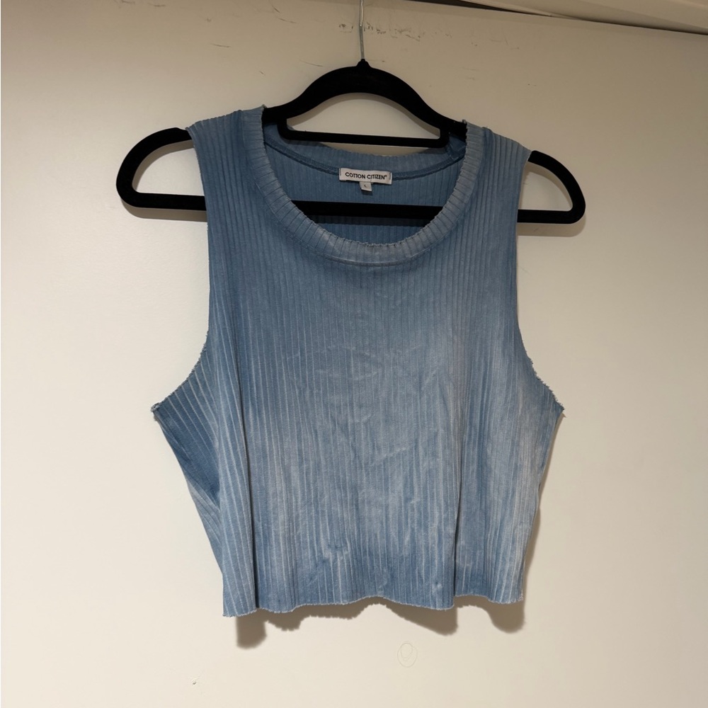 Cotton Citizen Ribbed Blue Crop Top